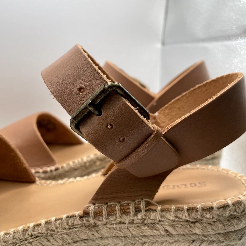 SOLUDOS  Minorca Beige Leather Espadrille Platform Sandals  Size 9,5 vacation - Picture 7 of 12